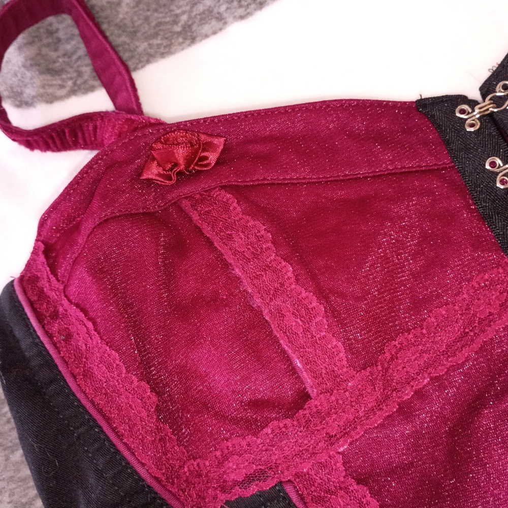 Y2K Tripp NYC Corset Top Gore Gothic Punk L 90s Cottagegore Steampunk - Picture 2 of 9